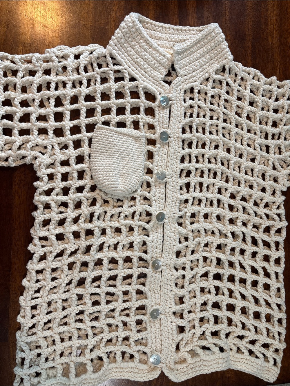 Nia Thomas Cream Sessa Crochet Shirt Sz S MSRP $475